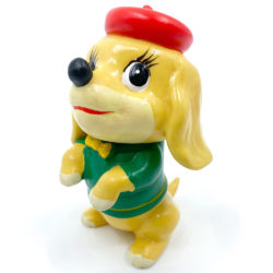 vintage kitsch tin toy mascot black dog japan