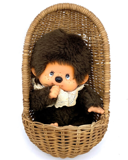 Vintage Japan Monchhichi doll with basket