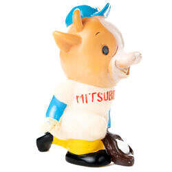 Alternative view of Vintage 1970s Mitsubishi Trust Bank mascot Baseball Cow Catcher Sofubi Figure