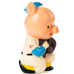 Alternative view of Vintage 1970s Mitsubishi Trust Bank mascot Baseball Pig Catcher Sofubi Figure