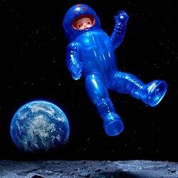 Alternative view of Awesome Toy Cosmonaut Sofubi doll (Clear Blue Hologram version)